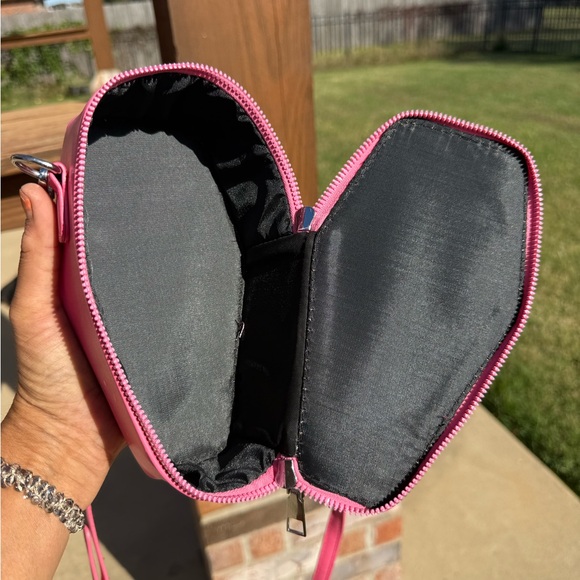 NWOT! Pink Coffin Crossbody Bag with Silver Cross Big enough for a IPhone - Picture 5 of 6
